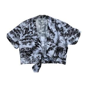 Vintage Cotton Tie Blouse Women's Size 10 Dark Academia